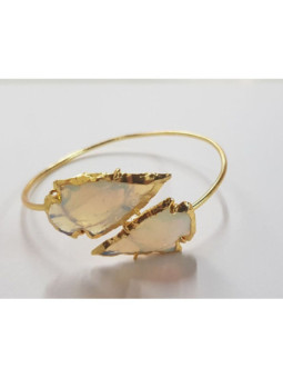 Pulsera Dorada Punta de Flecha Mineral Cuarzo Azul