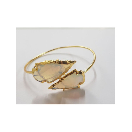 Pulsera Dorada Punta de Flecha Mineral Cuarzo Azul