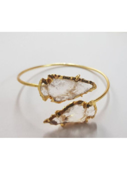 Pulsera Dorada Punta de Flecha Mineral Cuarzo Transparente