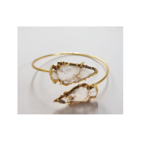 Pulsera Dorada Punta de Flecha Mineral Cuarzo Transparente