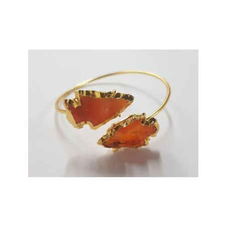 Pulsera Dorada Punta de Flecha Mineral Cuarzo Naranja