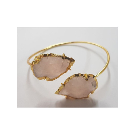 Pulsera Dorada Punta de Flecha Mineral Cuarzo Rosa