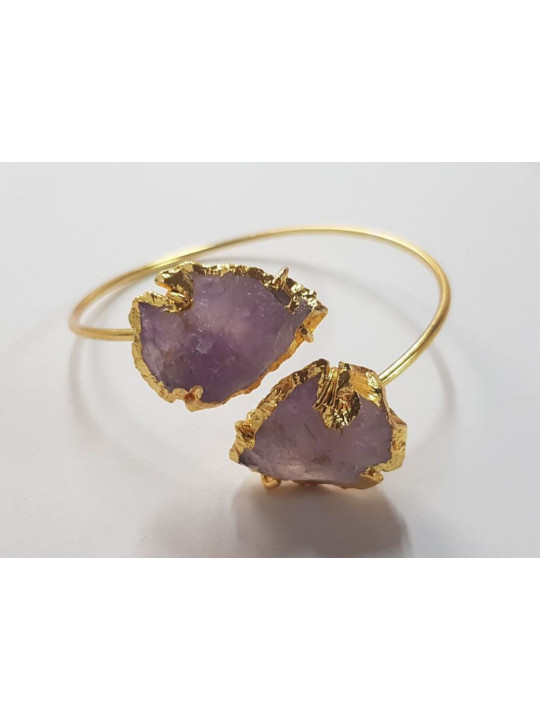 Pulsera Dorada Punta de Flecha Mineral Amatista