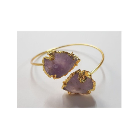 Pulsera Dorada Punta de Flecha Mineral Amatista