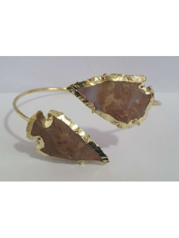 Pulsera Dorada Punta de Flecha Mineral Jaspe