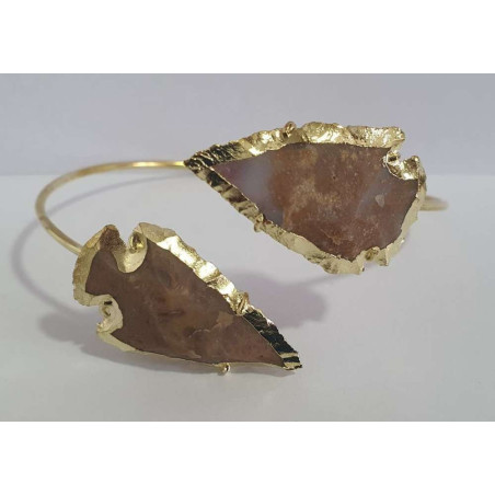 Pulsera Dorada Punta de Flecha Mineral Jaspe