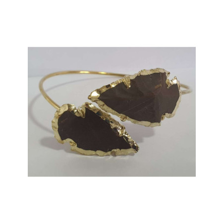 Pulsera Dorada Punta de Flecha Mineral Jaspe Rojo