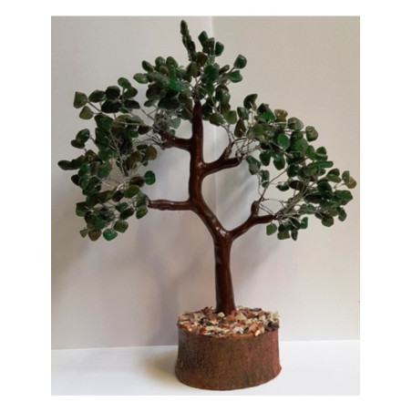 Árbol Mineral Cuarzo Cristal con Base de Madera Natural