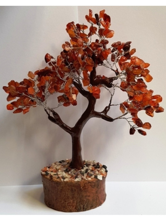 Árbol Mineral Aventurina Verde con Base de Madera Natural