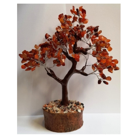 Árbol Mineral Aventurina Verde con Base de Madera Natural