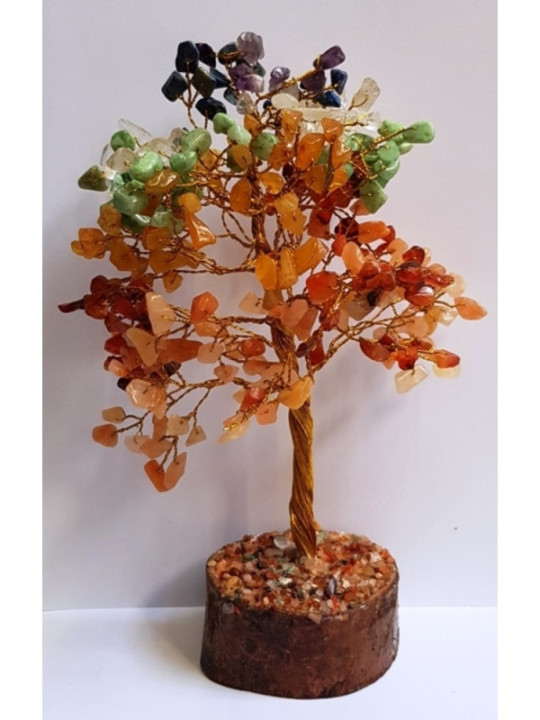 Árbol Mineral Carneola con Base de Madera Natural