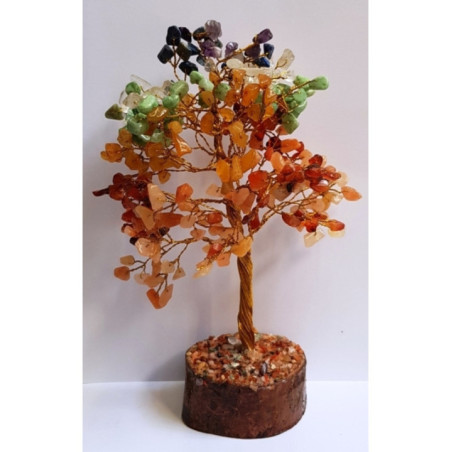 Árbol Mineral Carneola con Base de Madera Natural