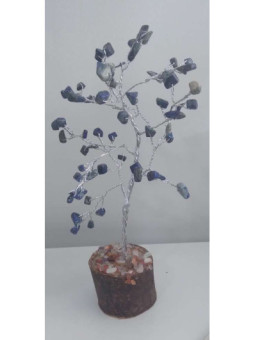 Árbol Mineral 7 Chakras con Base de Madera Natural