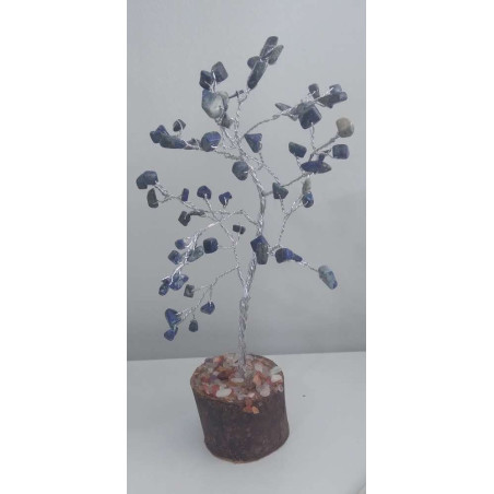 Árbol Mineral 7 Chakras con Base de Madera Natural