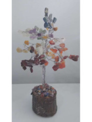 Árbol Mineral Lapisazuli con metal y Base de Madera Natural. Tamaño pequeño.