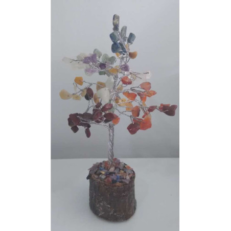 Árbol Mineral Lapisazuli con metal y Base de Madera Natural. Tamaño pequeño.