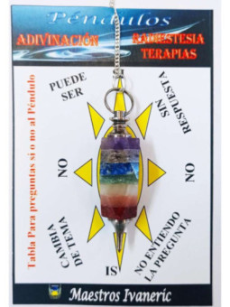 Péndulo de Mineral 7 Chakras con Punta de Metal