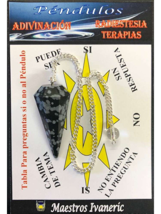 Péndulo Mineral Faceteado Obsidiana Nevada de 3 a 4 cm