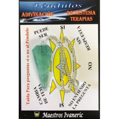 Péndulo Mineral Faceteado Fluorita Verde de 3 a 4 cm