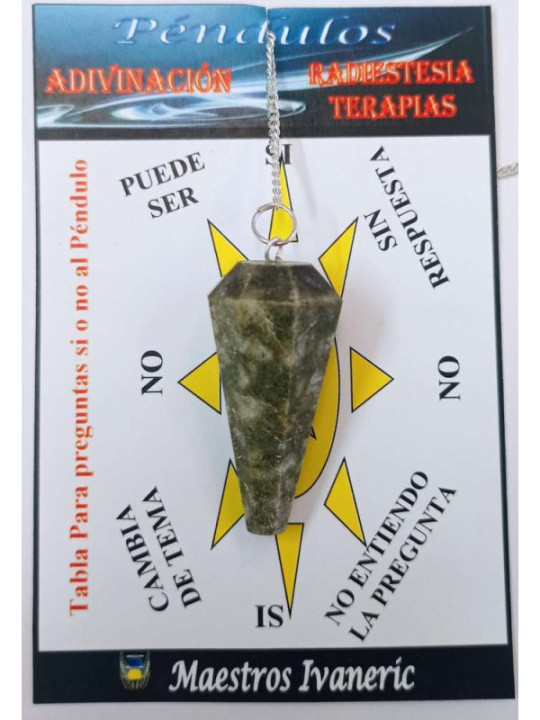 Péndulo Mineral Faceteado Jaspe Hierba de 3 a 4 cm