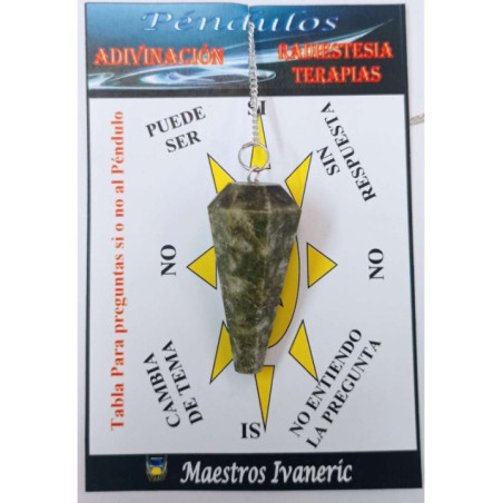 Péndulo Mineral Faceteado Jaspe Hierba de 3 a 4 cm