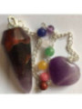 Péndulo Mineral Amatista Cadena Chakras y Corazón