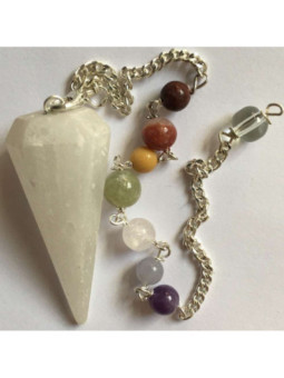 Péndulo Mineral Selenita Cadena Chakras