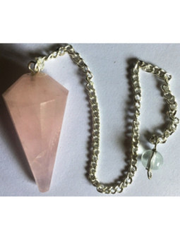 Péndulo Mineral Faceteado Cuarzo Rosa de 3 a 4 cm