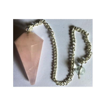 Péndulo Mineral Faceteado Cuarzo Rosa de 3 a 4 cm