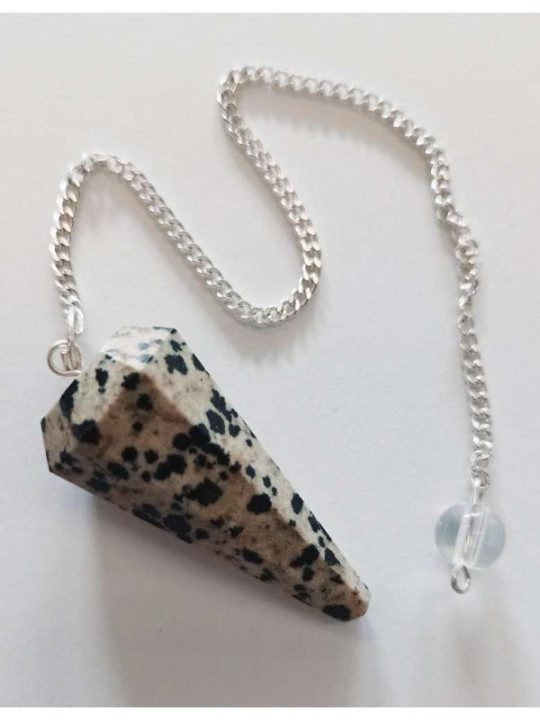 Péndulo Mineral Faceteado Jaspe Dalmata de 3 a 4 cm