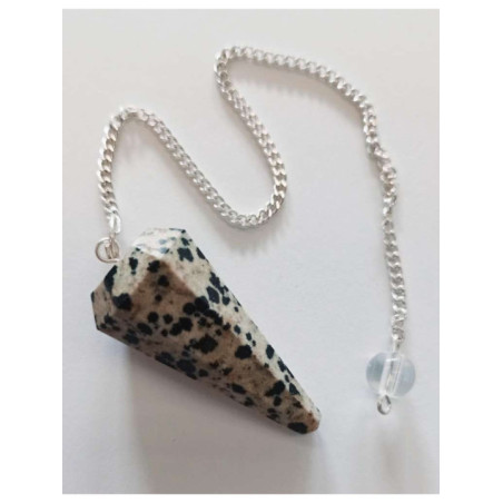 Péndulo Mineral Faceteado Jaspe Dalmata de 3 a 4 cm