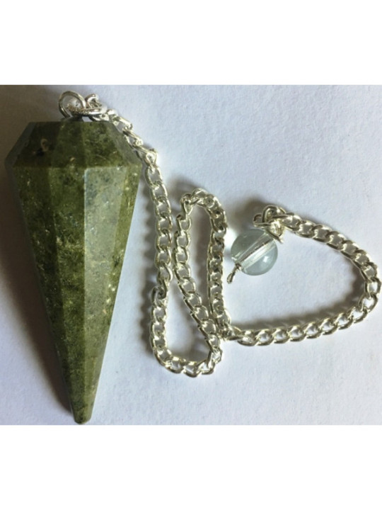 Péndulo Mineral Faceteado Unakita de 3 a 4 cm