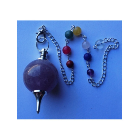 Péndulo Esfera Amatista 4cm con Cadena Chakra