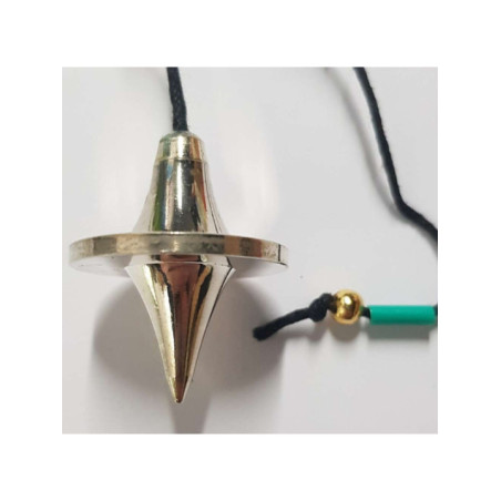 Péndulo Metal Plateado, forma ovni, 3,5cm con cordón