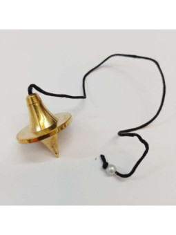 Péndulo Metal Dorado, forma ovni, 3,5cm con cordón