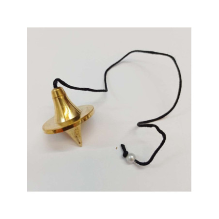 Péndulo Metal Dorado, forma ovni, 3,5cm con cordón