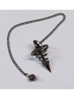 Péndulo Metal Negro Espiral 4 cm con cadena