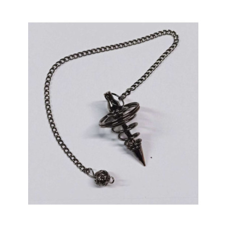 Péndulo Metal Negro Espiral 4 cm con cadena