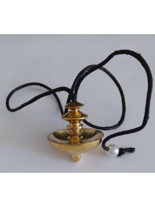 Péndulo Metal Dorado, forma ovni, 3 cm con cordón
