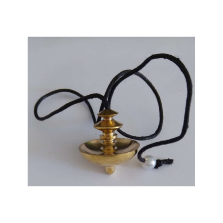 Péndulo Metal Dorado, forma ovni, 3 cm con cordón