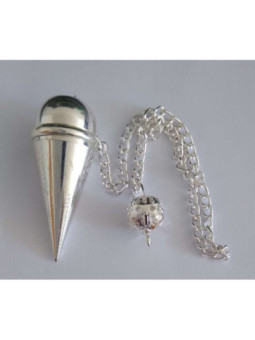 Péndulo anillo Metal todo Plateado (testigo)de 3,5 cm con Cadena