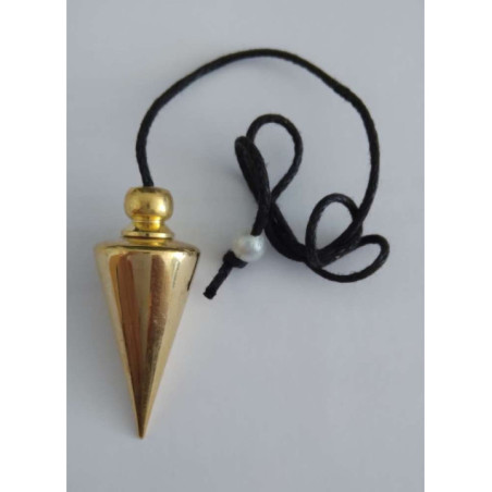 Péndulo cono liso dorado de 3cm con cordón