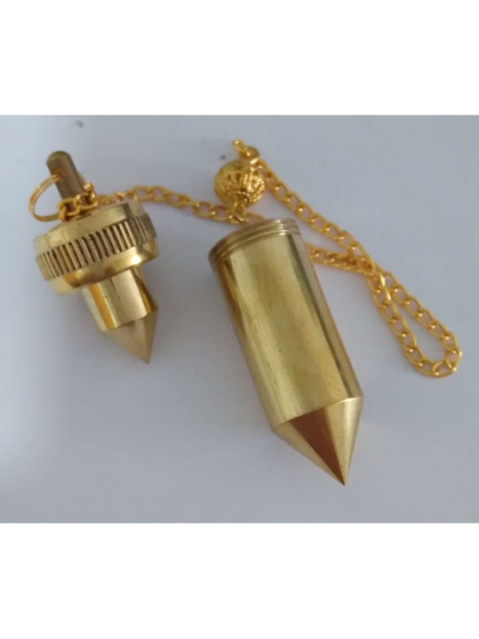 Péndulo bala dorada de 4cm con cadena. (con testigo)