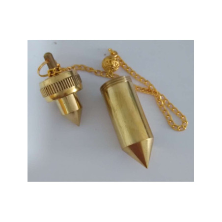 Péndulo bala dorada de 4cm con cadena. (con testigo)
