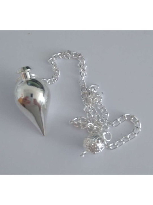 Péndulo gota de plata de 2,5cm con cadena