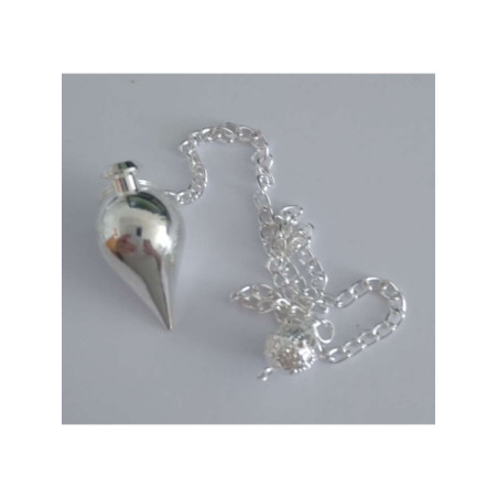 Péndulo gota de plata de 2,5cm con cadena