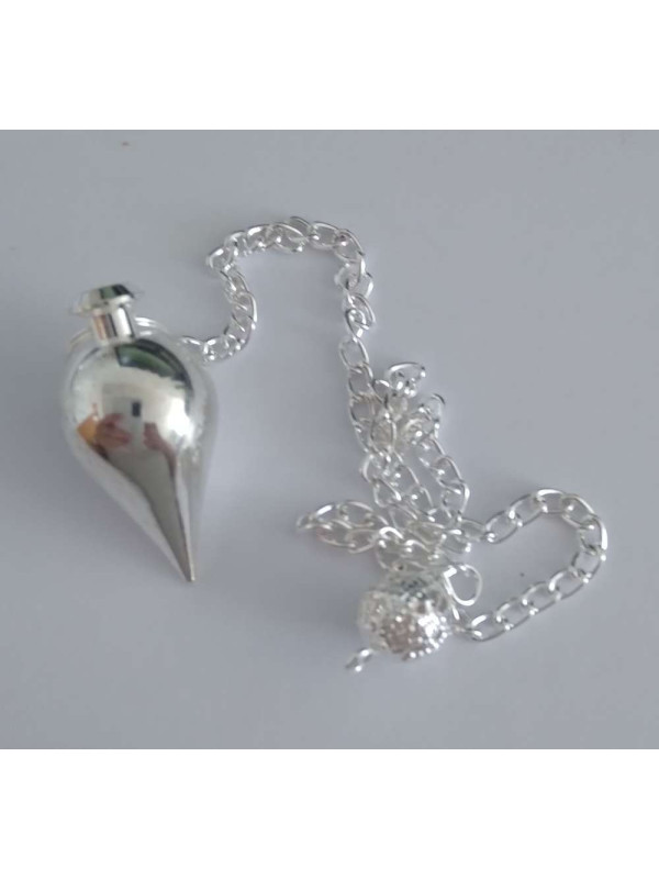Péndulo gota de plata de 2,5cm con cadena