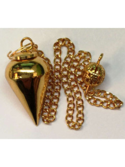 Péndulo Cono Metal Dorado de 3 cm con Cadena