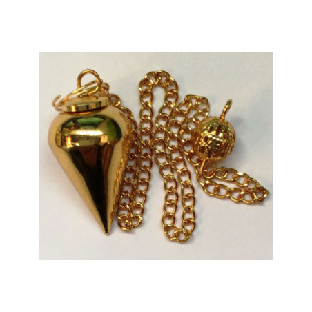 Péndulo Cono Metal Dorado de 3 cm con Cadena