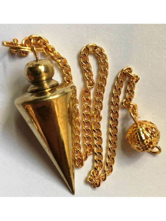 Péndulo Forma Cono Metal Dorado de 3 cm con Cadena
